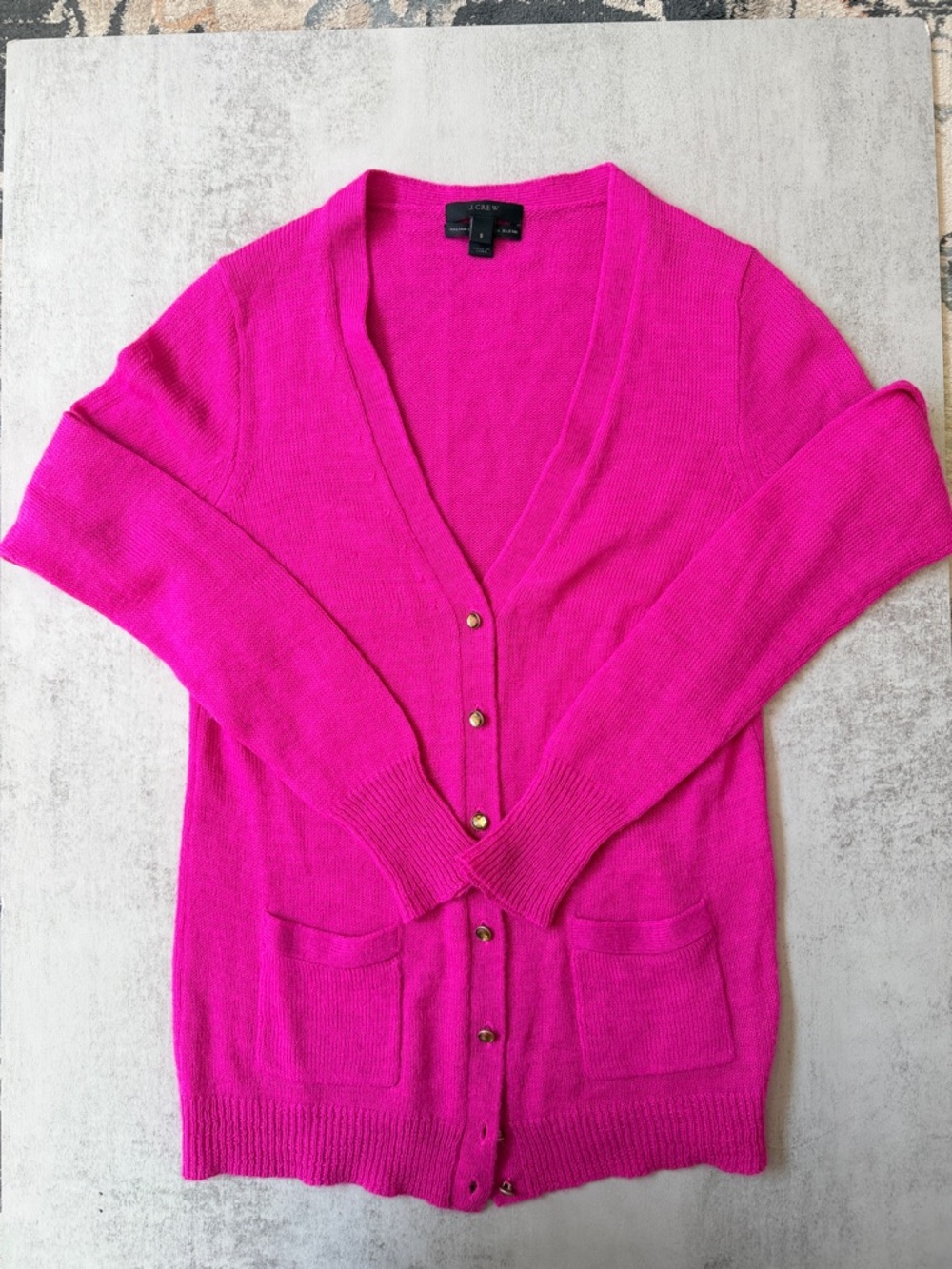 J. Crew Women's Alpaca Blend V-Neck Button Cardigan. Pink Small